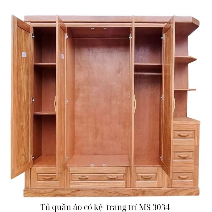 Tủ quần áo gỗ đinh hương có kệ trang trí