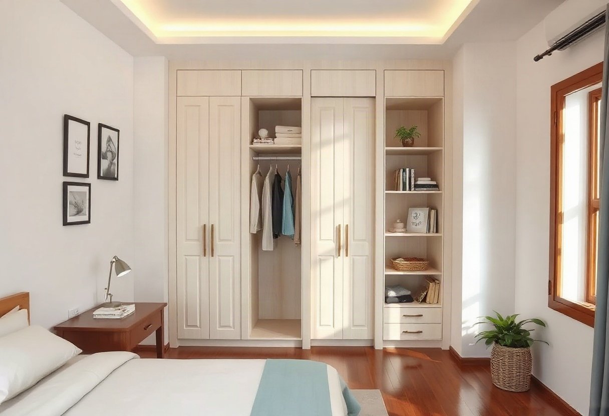 Tủ quần áo với màu sắc nhẹ nhàng