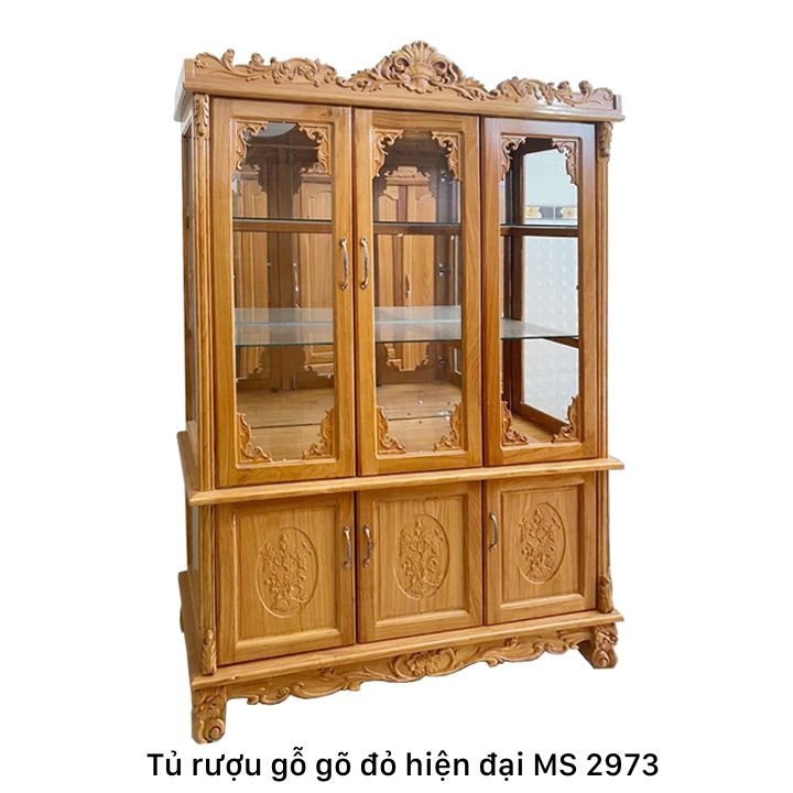 Tủ rượu gỗ gõ đỏ hiện đại