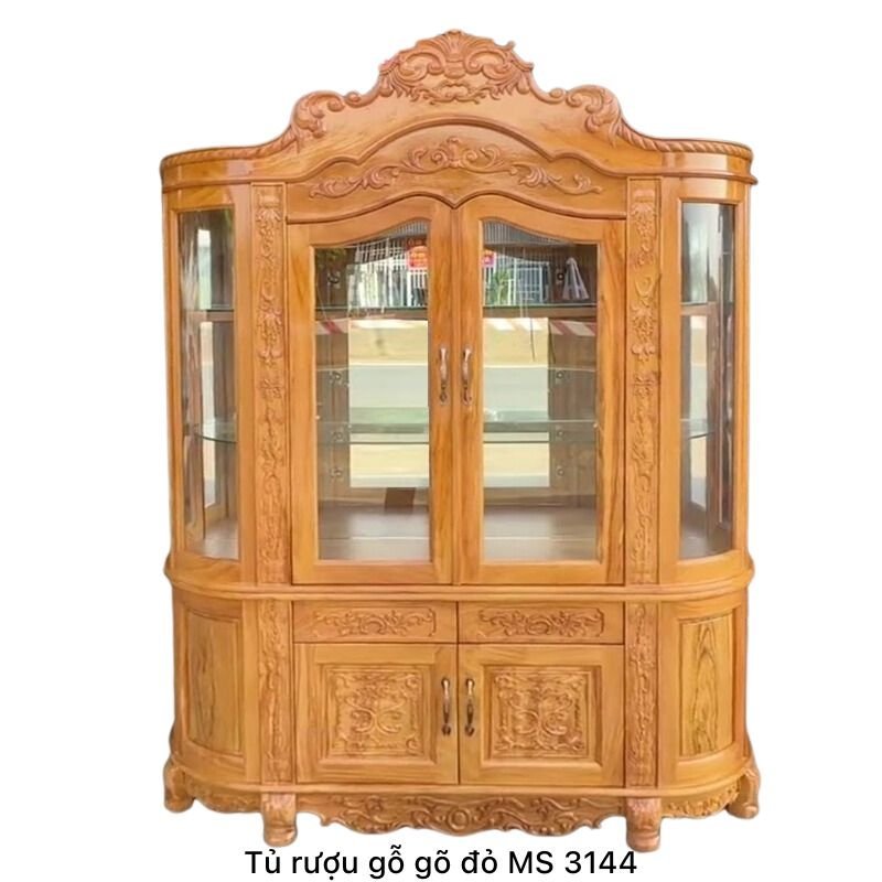 Mẫu tủ rượu đẹp gỗ gõ đỏ