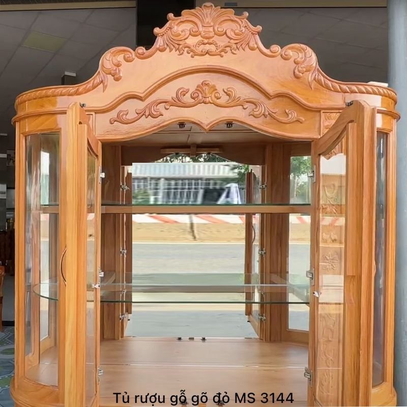 Mẫu tủ rượu đẹp gỗ gõ đỏ