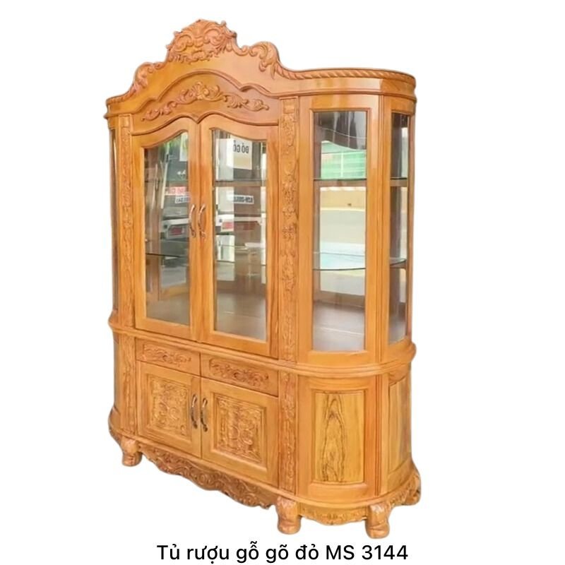 Mẫu tủ rượu đẹp gỗ gõ đỏ