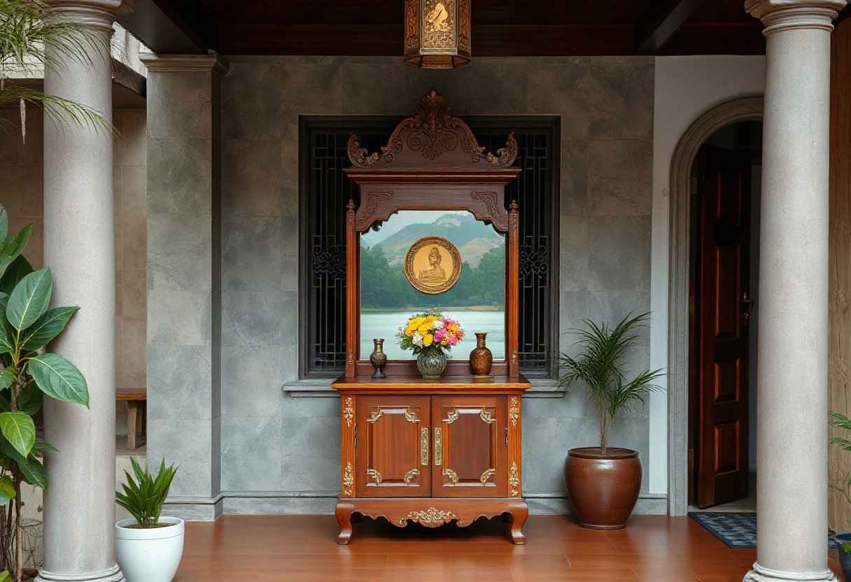 Tủ thờ đối diện cửa chính trong nhà