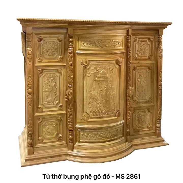 Tủ thờ gỗ gõ đỏ được chạm khắc Tủ thờ gỗ gõ đỏ được chạm khắc