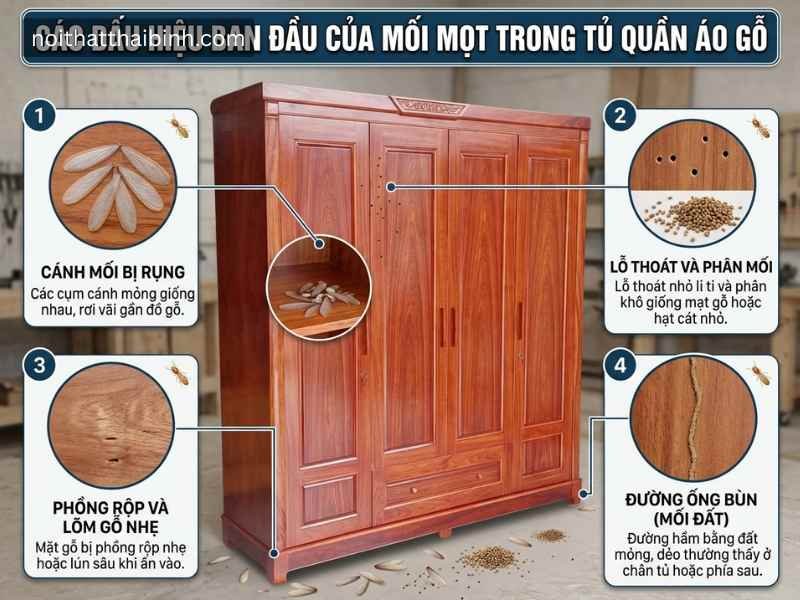 5 cách xử lý tủ quần áo gỗ tự nhiên bị mối mọt