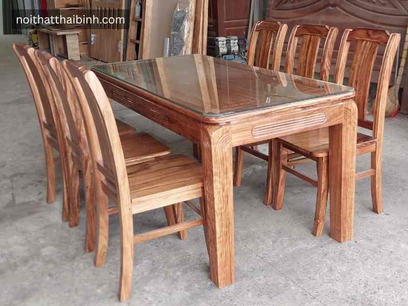 Bàn ăn 6 ghế gỗ hương xám