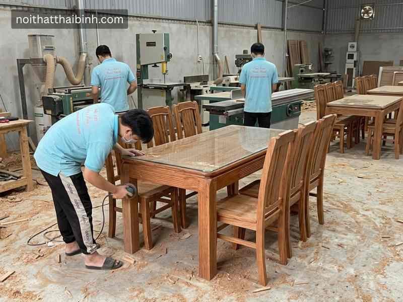 Bàn ăn 6 ghế gỗ hương xám tại xưởng mộc đồ gỗ Thái Bình