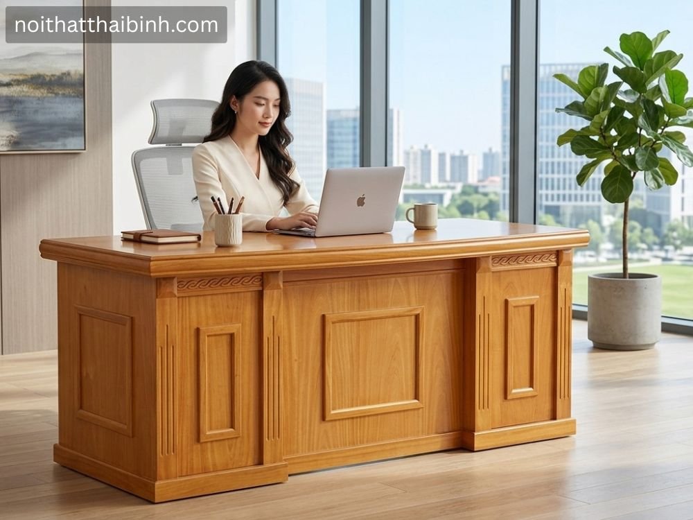Bàn giám đốc gỗ tự nhiên hiện đại