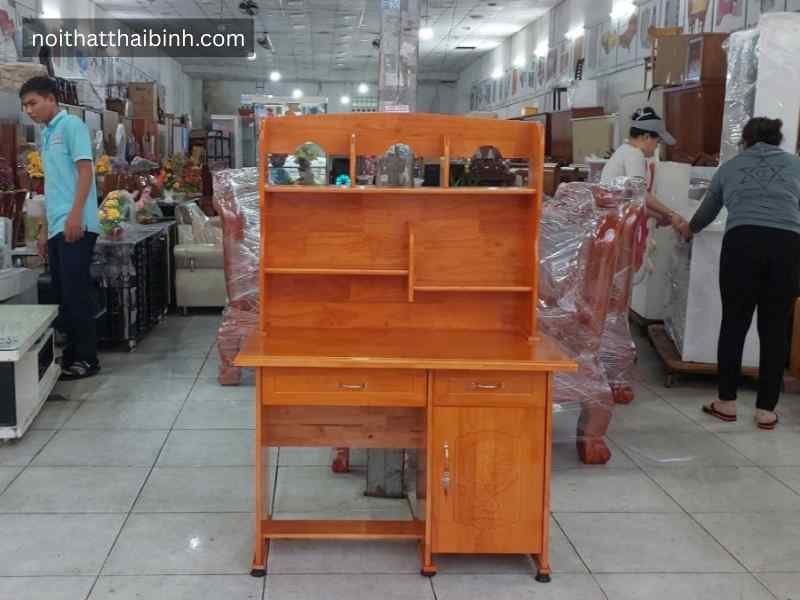 Bàn Học Có Kệ Sách Cho Bé Gỗ Cao Su Tự Nhiên