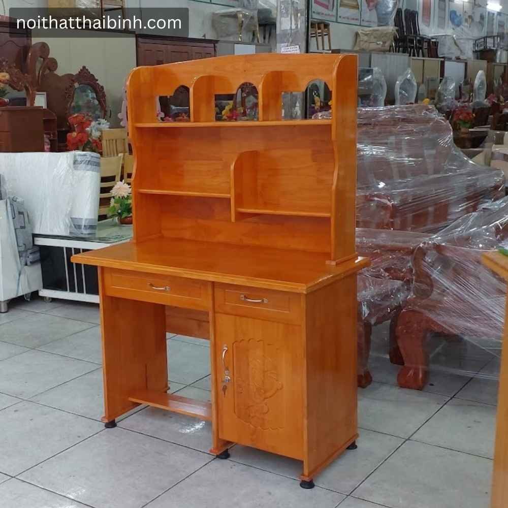 Bàn Học Có Kệ Sách Cho Bé Gỗ Cao Su Tự Nhiên