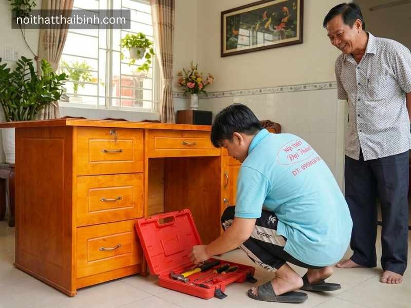 Bàn làm việc gỗ cao su