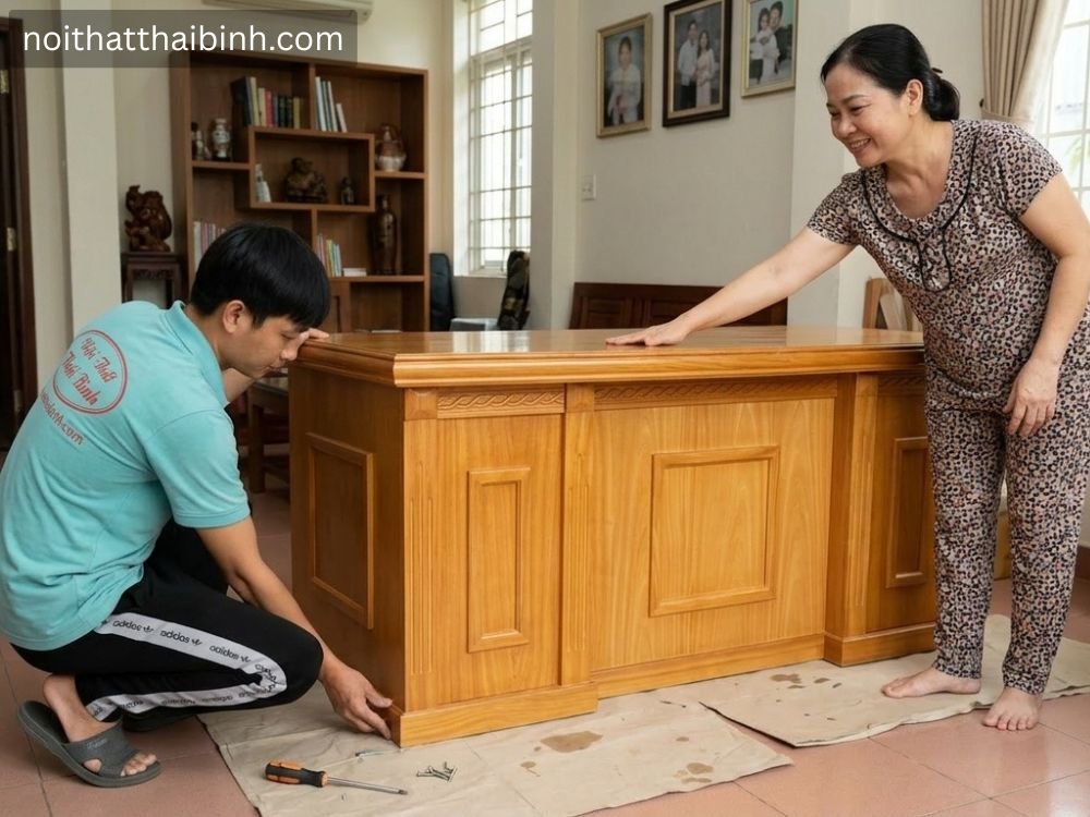 Bàn làm việc gỗ tại nhà Chị Linh, TP. Thủ Đức, TP.HCM