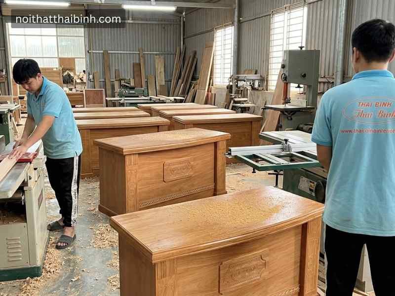 Bàn làm việc gỗ tự nhiên 1m2 tại xửng mộc đồ gỗ Thái Bình