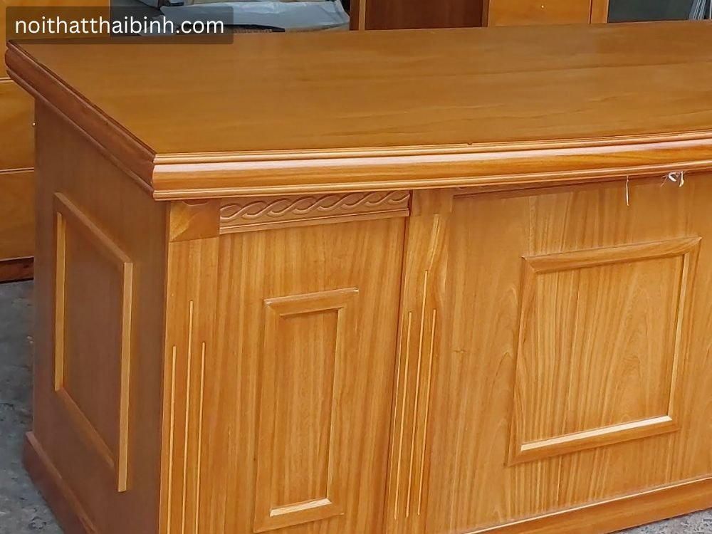 Bàn làm việc gỗ tự nhiên mã 3423 màu vân gỗ gõ Đồ Gỗ Thái Bình
