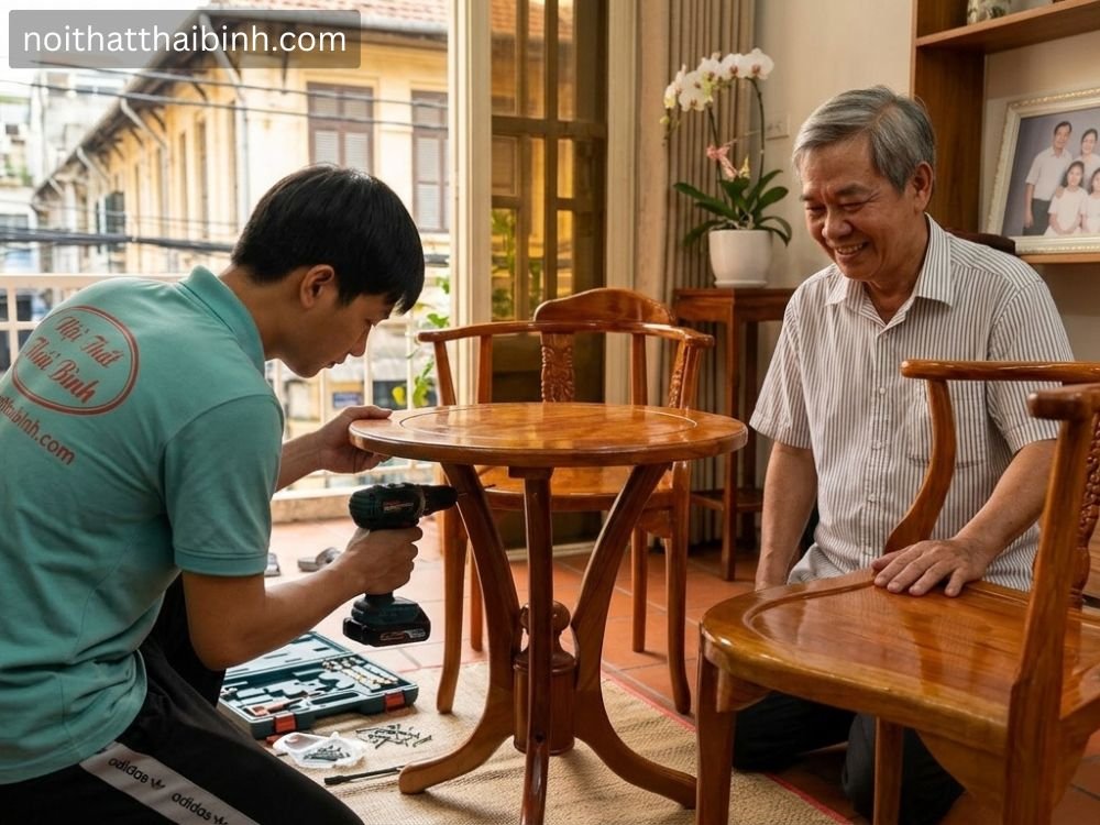 Bàn trà phòng khách gỗ gõ đỏ - Mã số 3020 