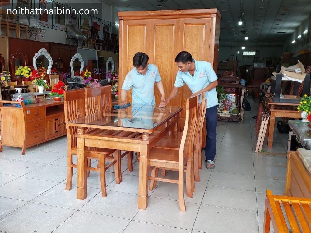 Bộ Bàn Ăn 6 Ghế Gỗ Xoan Đào tại cửa hàng đồ gỗ Thái Bình