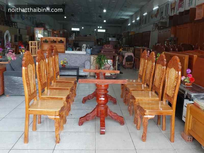 Bộ bàn an gỗ căm xe gõ 8 ghế