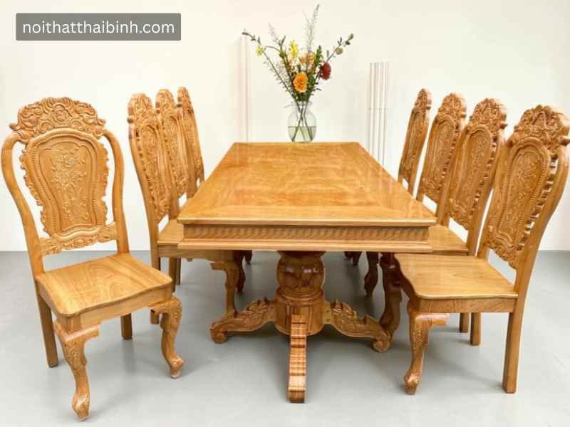 Bộ bàn ăn gỗ gõ đỏ 8 ghế