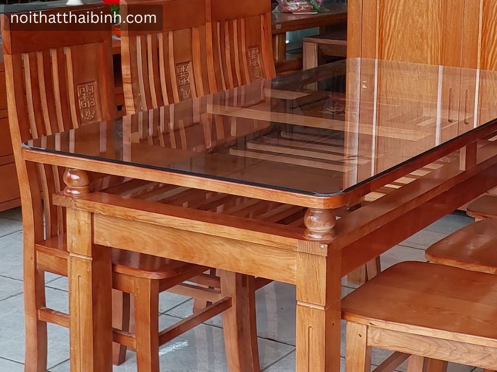 Chi tiết bàn ăn 6 ghế gỗ xoan đào tự nhiên