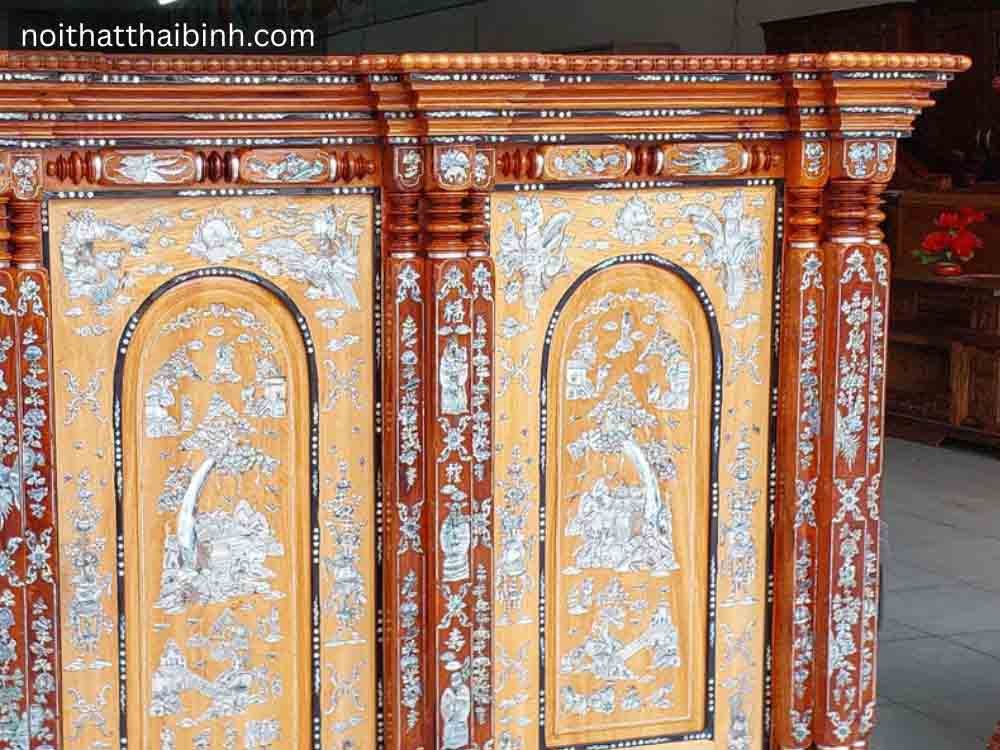 Chi tiết tủ thờ gỗ căm xe gõ