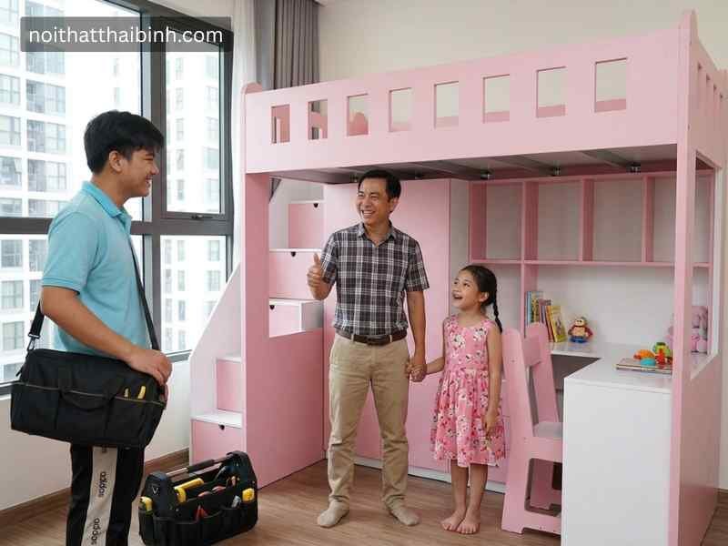 Giường 2 tầng kết hợp bàn học tại nhà Anh Tuấn, TP. Thủ Đức, TPHCM