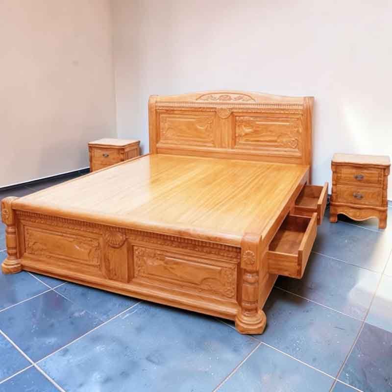 Giường gỗ gõ đỏ tối giản đặt đóng theo yêu cầu