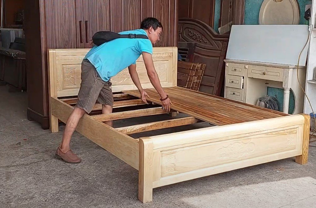 Giường ngủ gỗ sồi tự nhiên 1288 màu gỗ tự nhiên