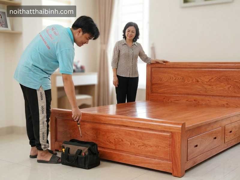 Giường ngủ gỗ vạt phản
