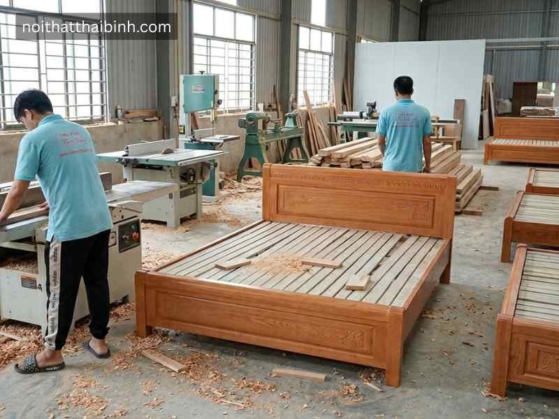 Giường Ngủ Gỗ Xoan Đào Tự Nhiên