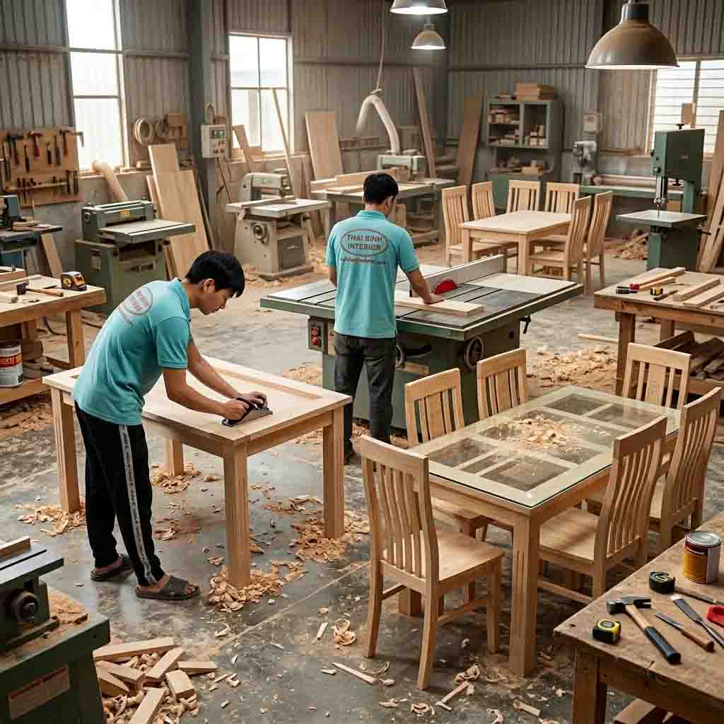 Bàn Ăn Gỗ Sồi Tự Nhiên 1m6 Cao Cấp Cho Gia Đình
