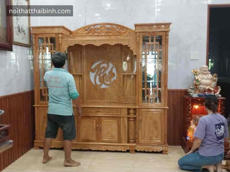 Kệ Tivi Gỗ Gõ Đỏ Kết Hợp Tủ Rượu Và Bàn Thờ