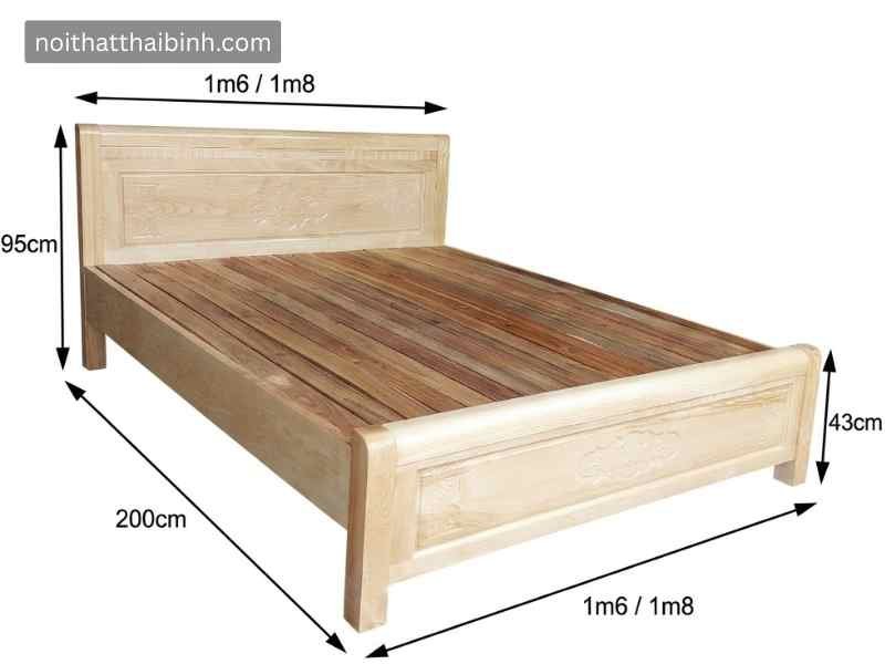Kích thước giường ngủ gỗ sồi tự nhiên