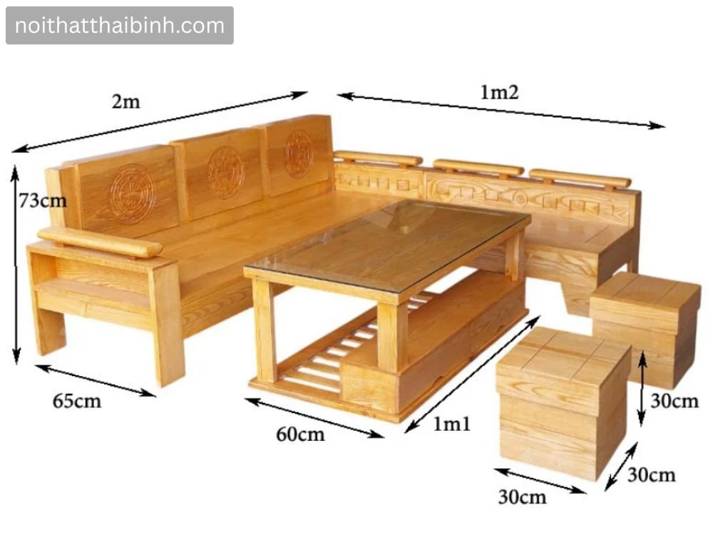Kích thước sofa gỗ hiện đại