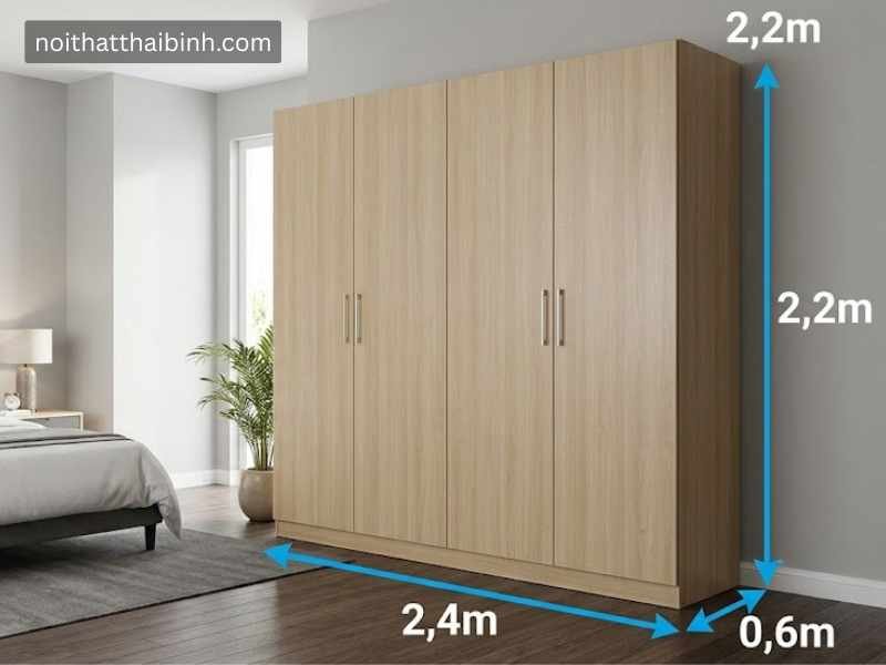 Kích thước tủ quần áo 4 cánh