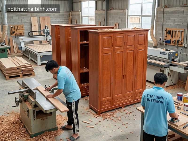 Tủ Áo Tiêu Chuẩn Cho Phòng Ngủ Master tại xưởng mộc Thái Bình