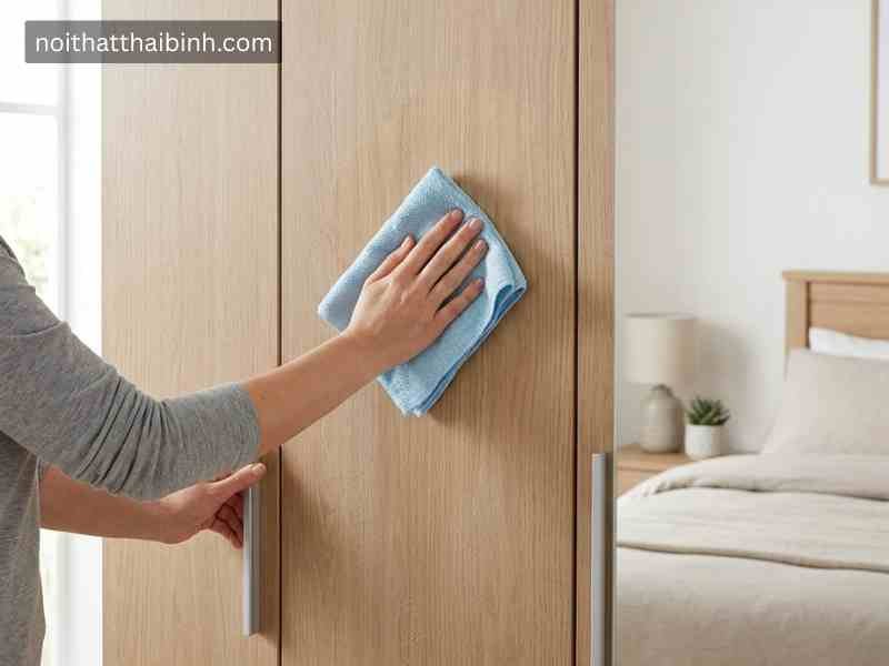 Lau bụi định kỳ bằng khăn mềm vắt thật ráo