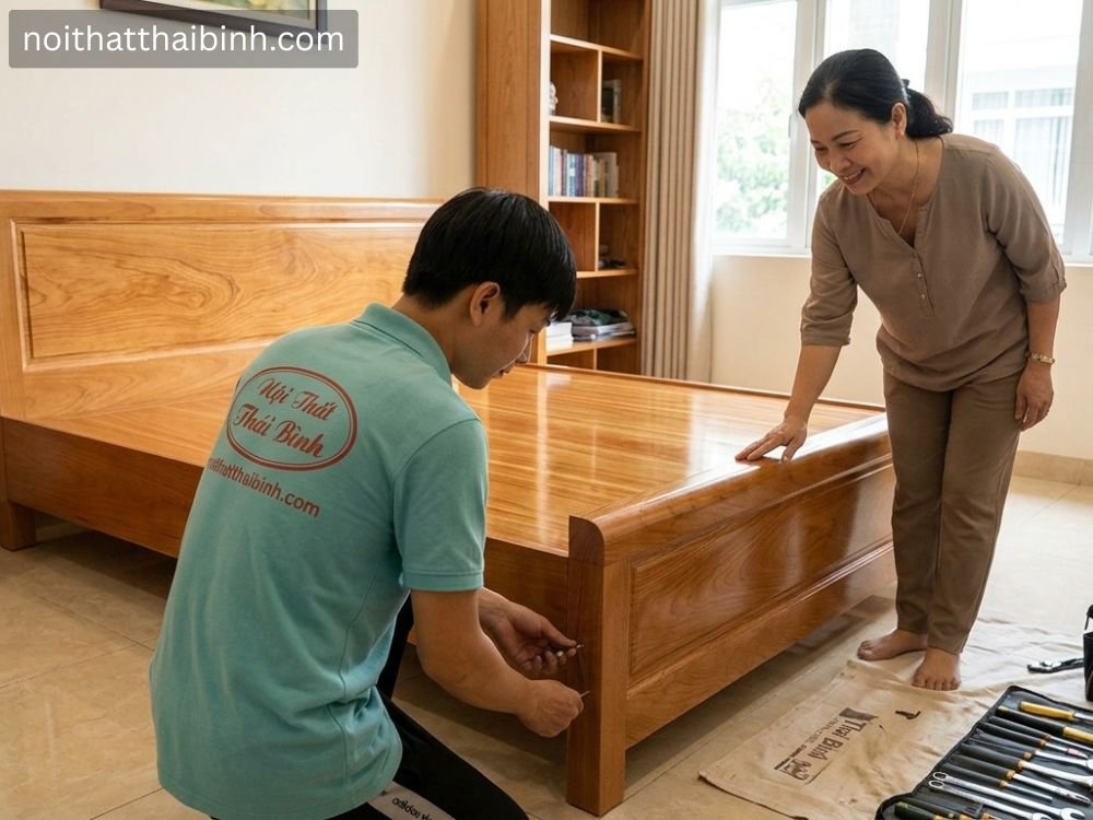 Mẫu giường ngủ đẹp tại nhà chị Hồng Quận 3