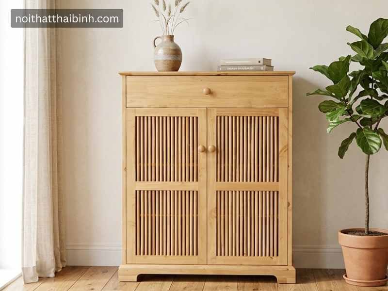 Tủ giày dép gỗ tự nhiên MS 3069 cánh lá sách chống ẩm
