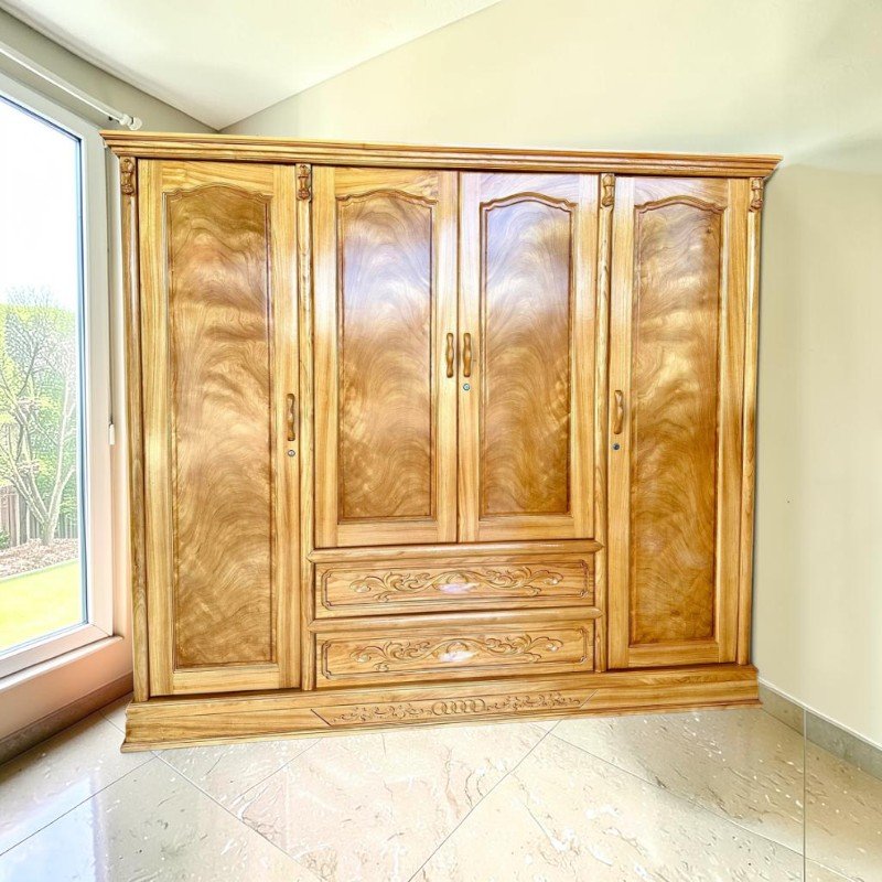 Tủ gõ đỏ 4 cánh giá xưởng