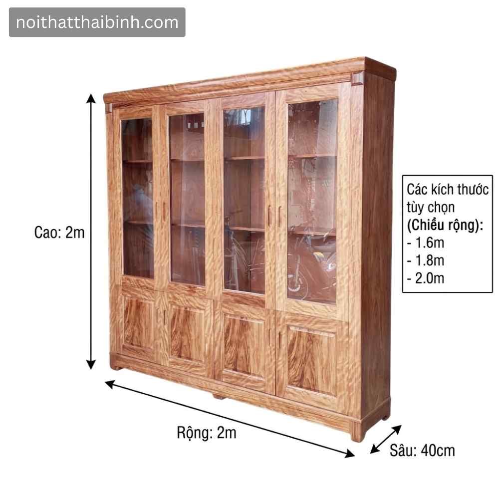 Tủ hồ sơ gỗ tự nhiên cao cấp 3 kích thước 1m6 1m8 2m