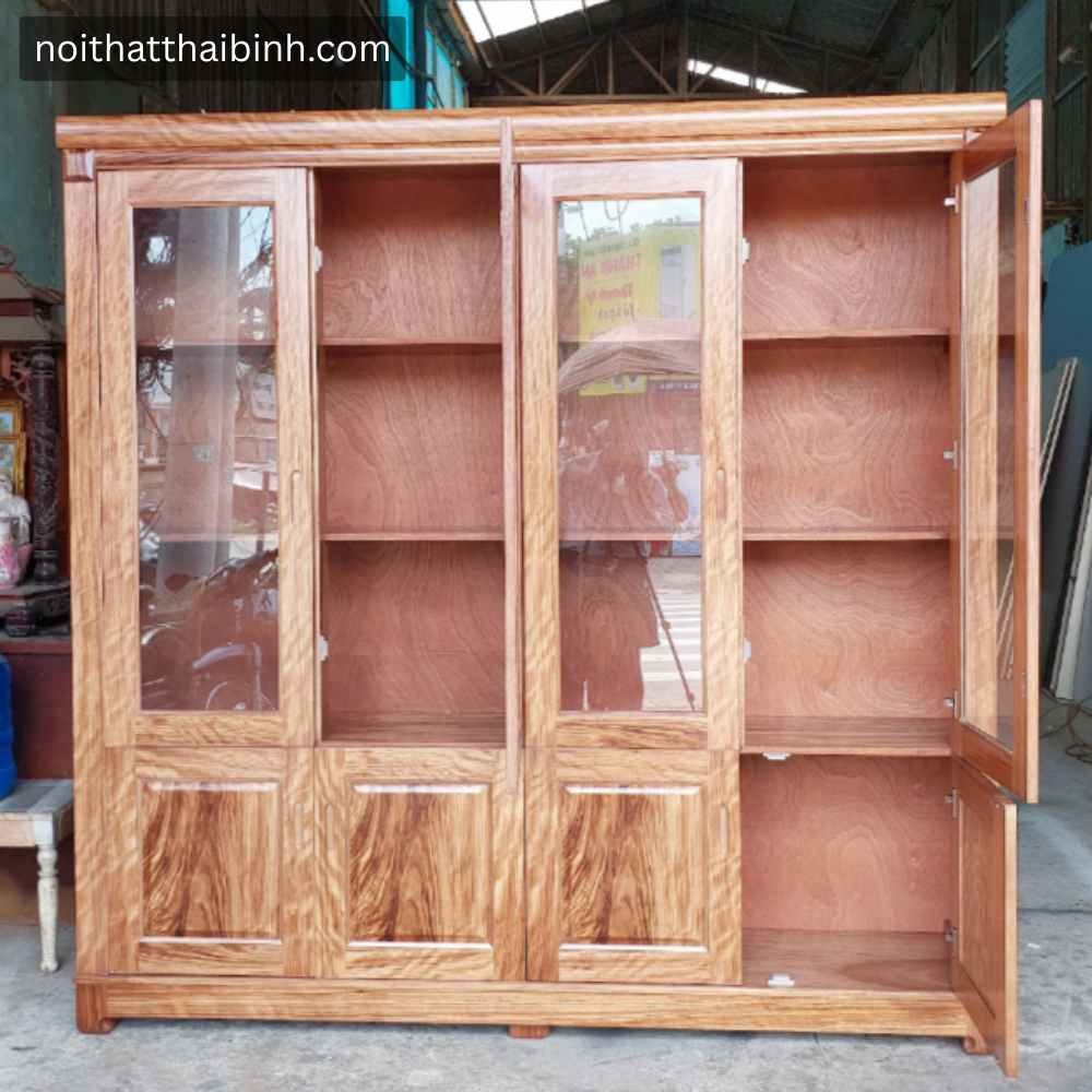 Tủ hồ sơ gỗ tự nhiên cao cấp mã 3454 phủ vân hương xám
