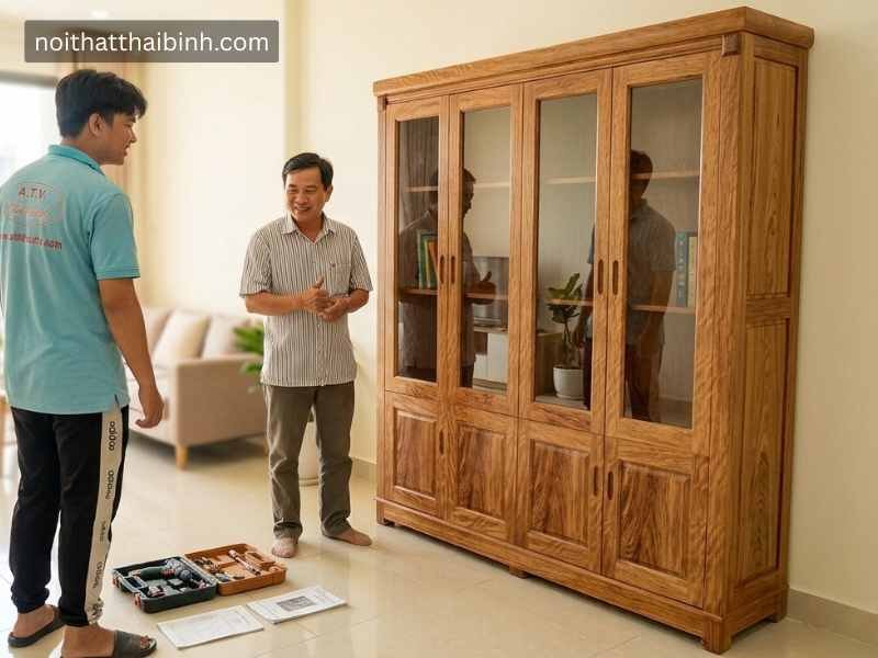 Tủ hồ sơ gỗ tự nhiên cao cấp tại nhà Anh Tuấn, Quận 7, TPHCM