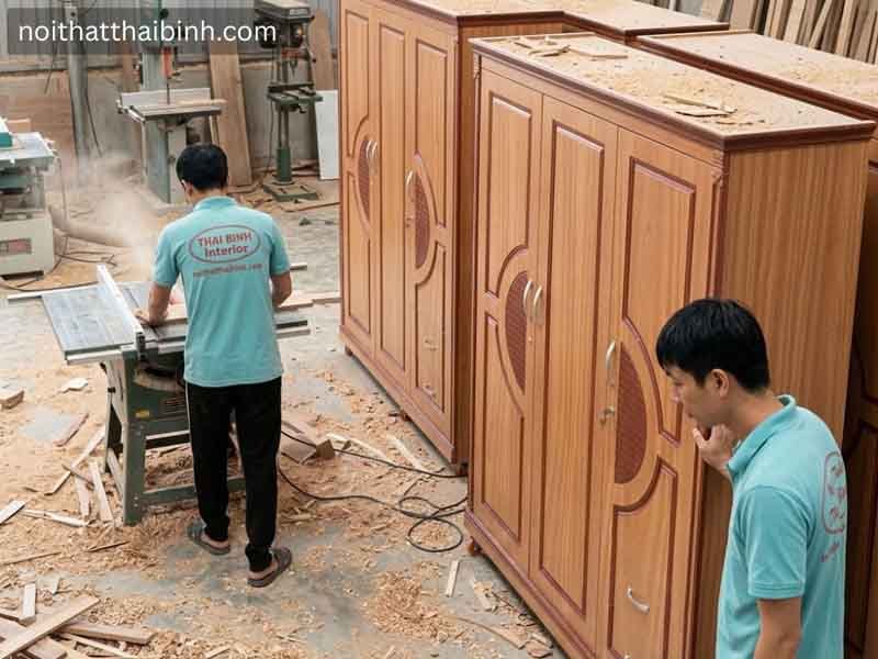 Tủ quần áo gỗ công nghiệp tại xưởng mộc Đồ Gỗ Thái Bình Q7 TPHCM
