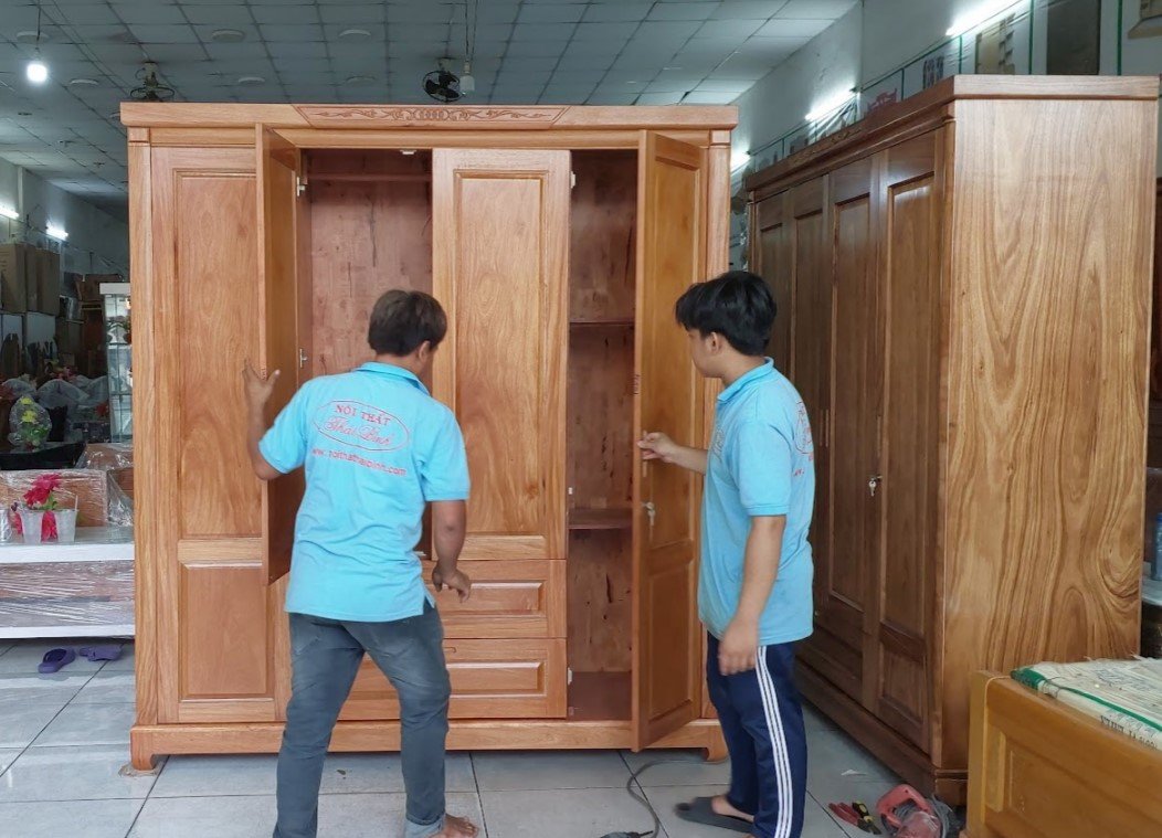 Tủ quần áo gỗ gõ đỏ tự nhiên