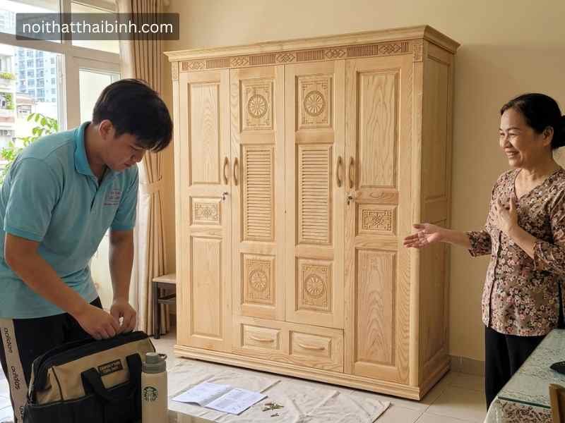 Tủ quần áo gỗ sôi tại nhà Chị Lan (TP. Thủ Đức, TPHCM)