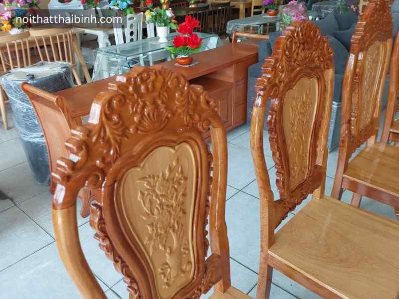 Bộ bàn an gỗ căm xe gõ 8 ghế