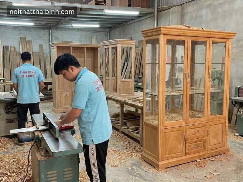 Xưởng sản xuất tủ rượu gỗ gõ đỏ Đồ Gỗ Thái Bình Quận 7