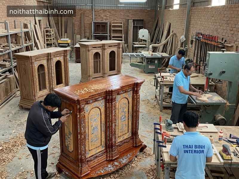 Xưởng sản xuất tủ thờ cẩn xà cừ Đồ Gỗ Thái Bình Quận 7
